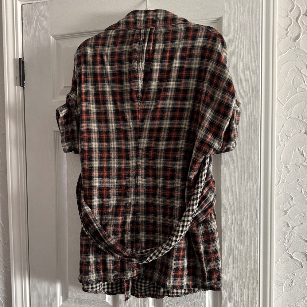 Nicholas K Orange, Cream and Black Plaid with Gingham Tunic - Sz Small - Picture 7 of 9